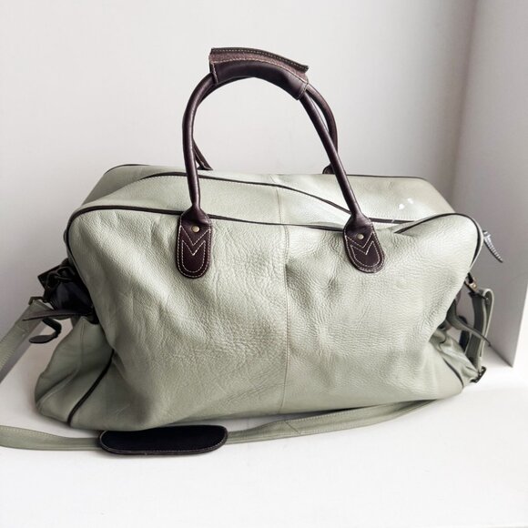 Latico Grey Brown Leather Men's Duffel Travel Bag - Picture 4 of 7